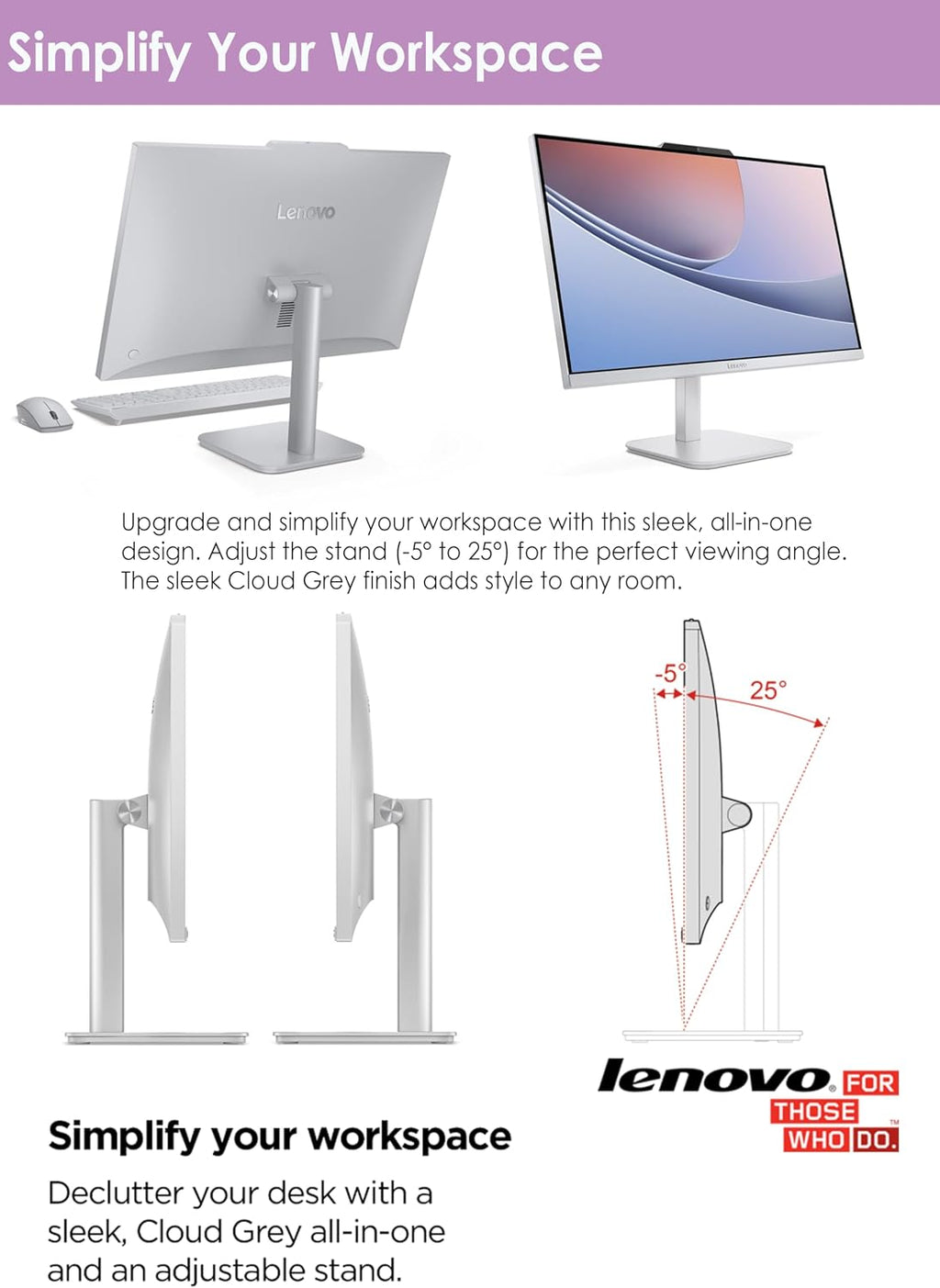 Lenovo All in One Desktop with Intel Ultra-Fast 4-Core CPU| 24 inch Full HD Display| 8GB RAM, 512GB PCIe SSD| Wi-Fi 6| Bluetooth| USB, Ethernet Port| Windows 11 | HDMI Out| Wireless Keyboard & Mouse