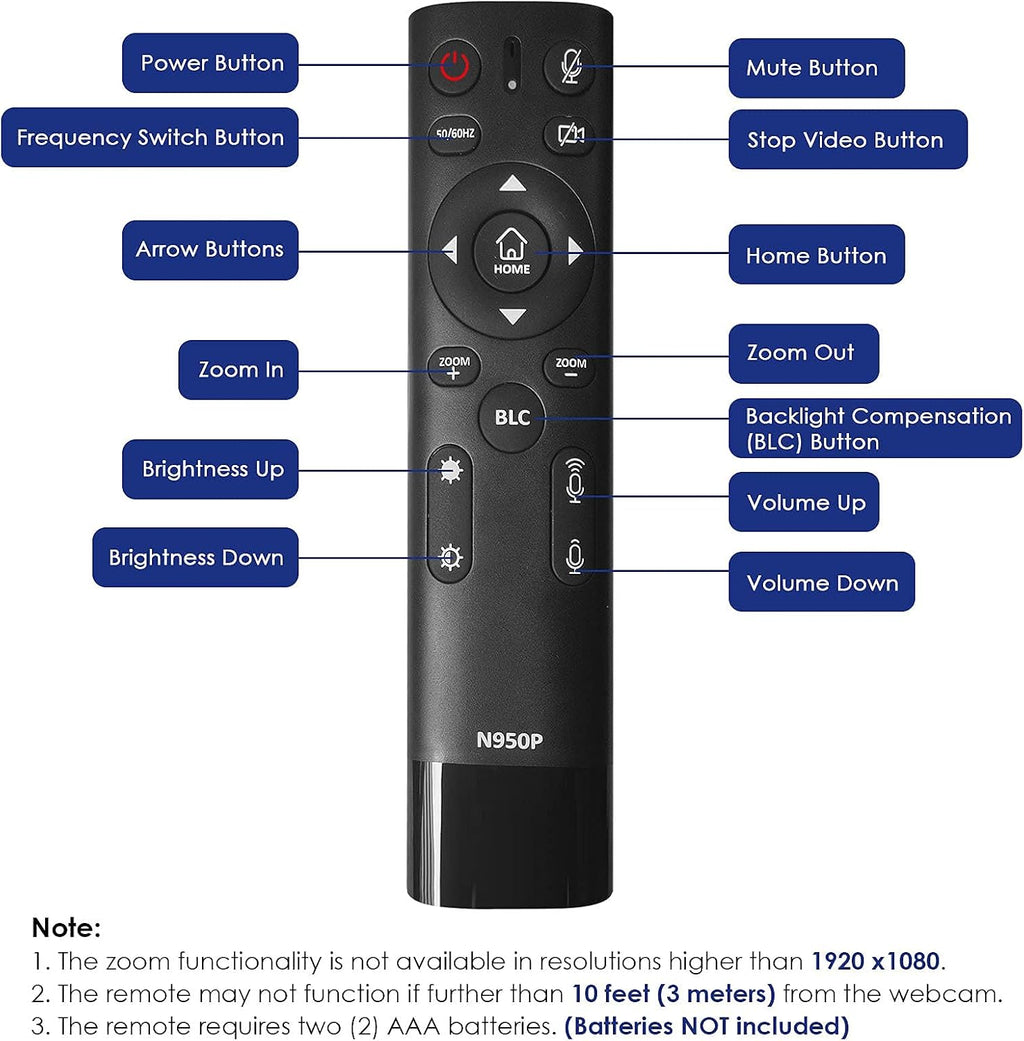 Zoom Certified, NexiGo N950P 4K Zoomable Webcam with Remote Control, Sony_Starvis Sensor, 5X Digital Zoom, Pro Web Camera with Dual Stereo Mics, for Zoom Skype Teams Twitch