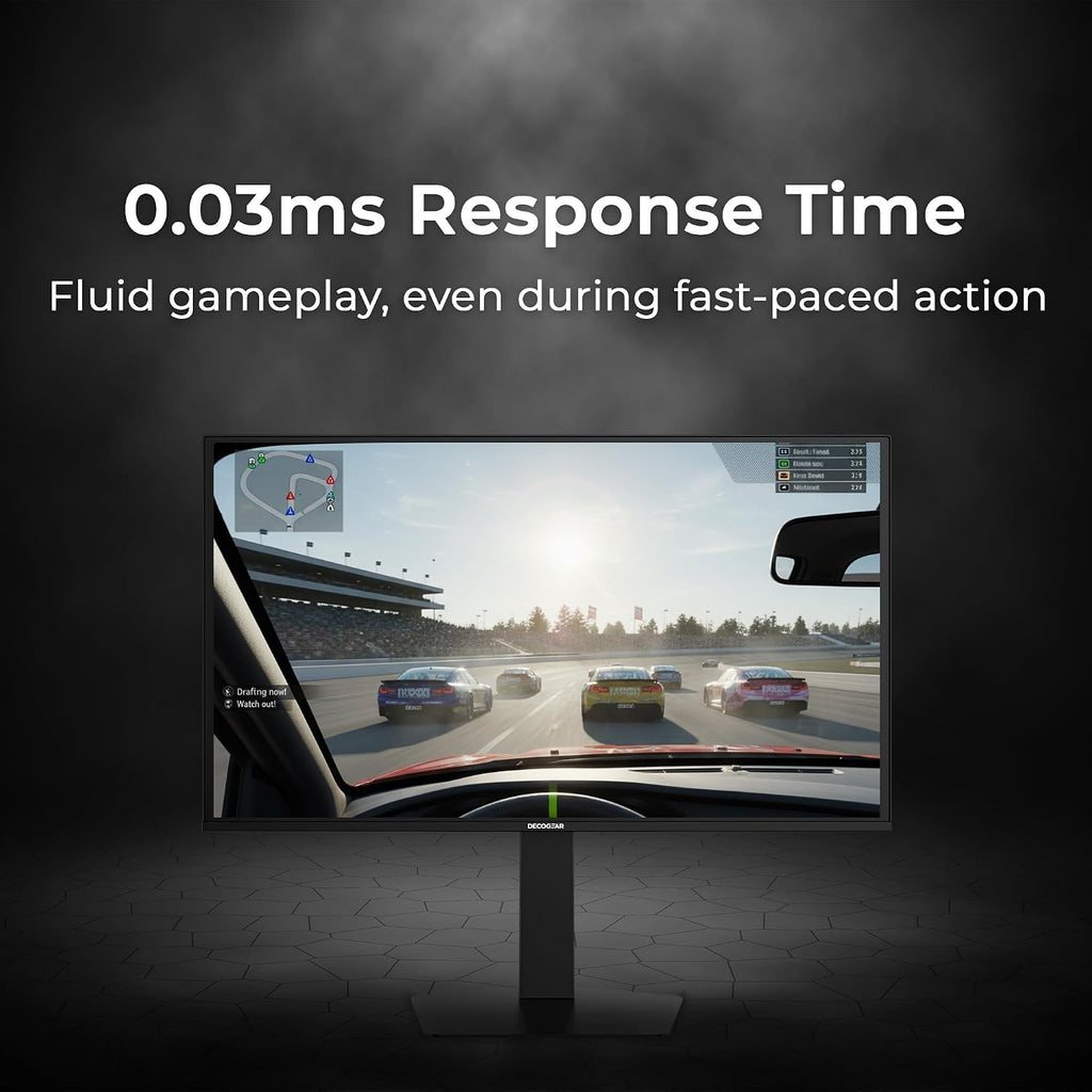 Deco Gear 27 QHD OLED Gaming Monitor | 280Hz 0.03ms Response, HDR400, Adaptive Sync, 99% sRGB, 1.5M:1 Contrast, Borderless Design, Height Adjustable Stand, HDMI 2.1, DisplayPort 1.4