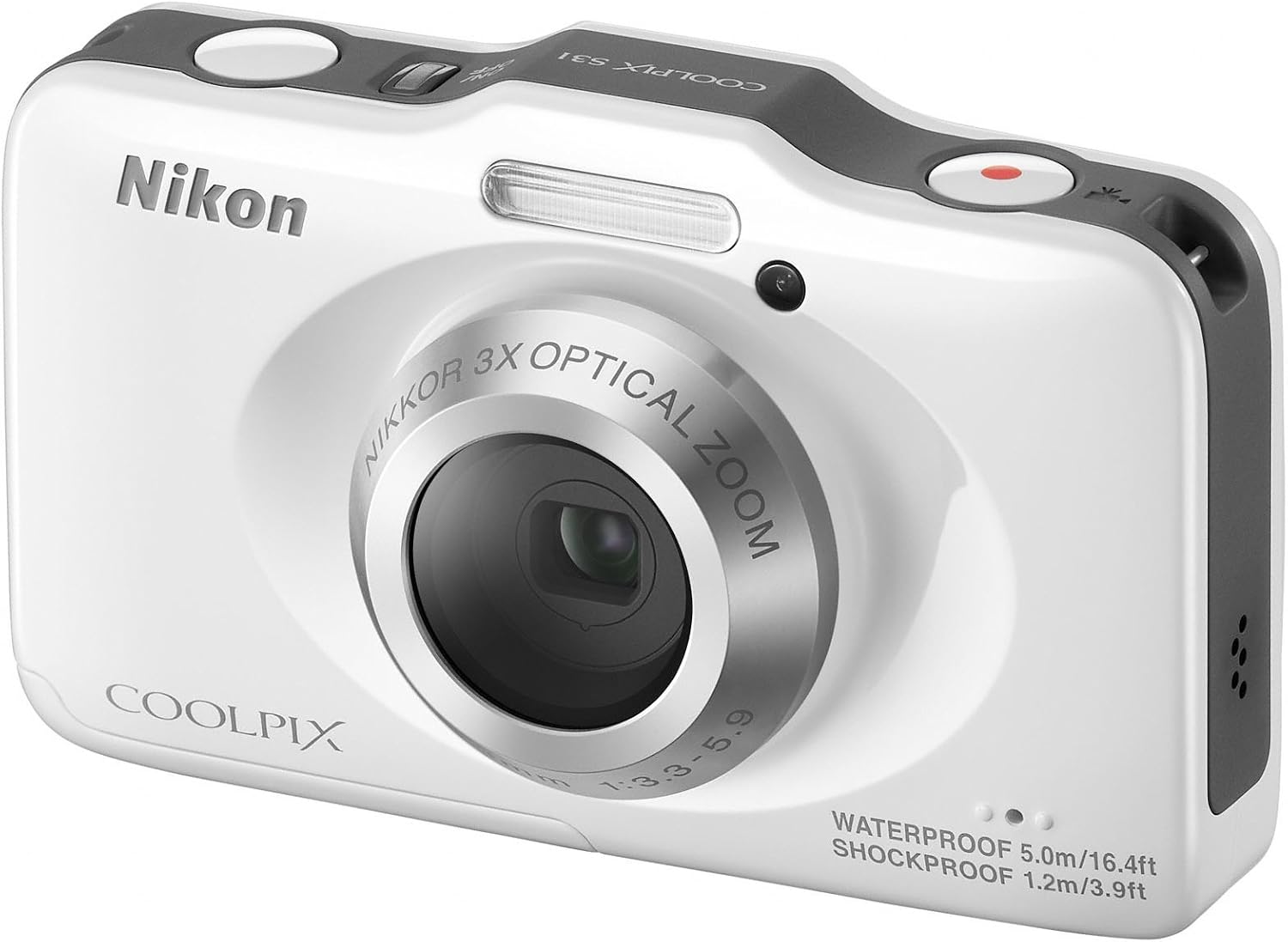 Nikon COOLPIX S31 10.1 MP Waterproof Digital Camera with 720p HD Video (White) (OLD MODEL)