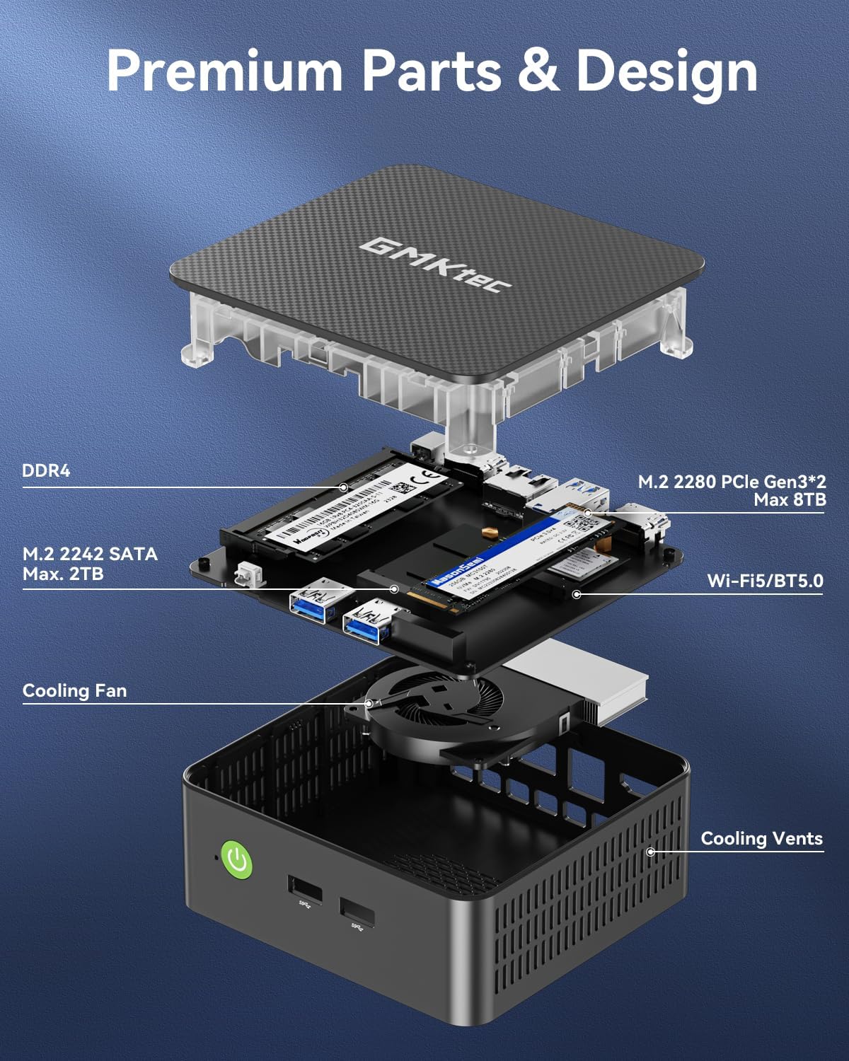GMKtec Mini PC Computers Intel N95 Processor (Turbo 3.4GHz) 8GB DDR4 256GB SSD Desktop Computer 4K Dual HDMI Display/3x USB3.2/WiFi 5 BT5.0/RJ45 Ethernet Nucbox G3S