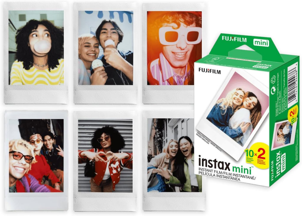 Fujifilm Instax Mini 41 Black Instant Camera with Auto Exposure Control, Selfie Mirror, and Sleek Design Bundle with Intax Mini Twin 20 Exposure Pack