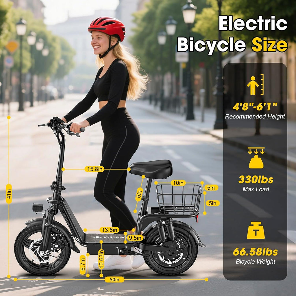 INSDRGN Adults Electric Scooter with Seat,1000W Peak Motor 48V 10.4AH Foldable Electric Scooter,14' Tires,20MPH, 28-Mile Long Range and Dual Disc Brakes,330lbs Max Load