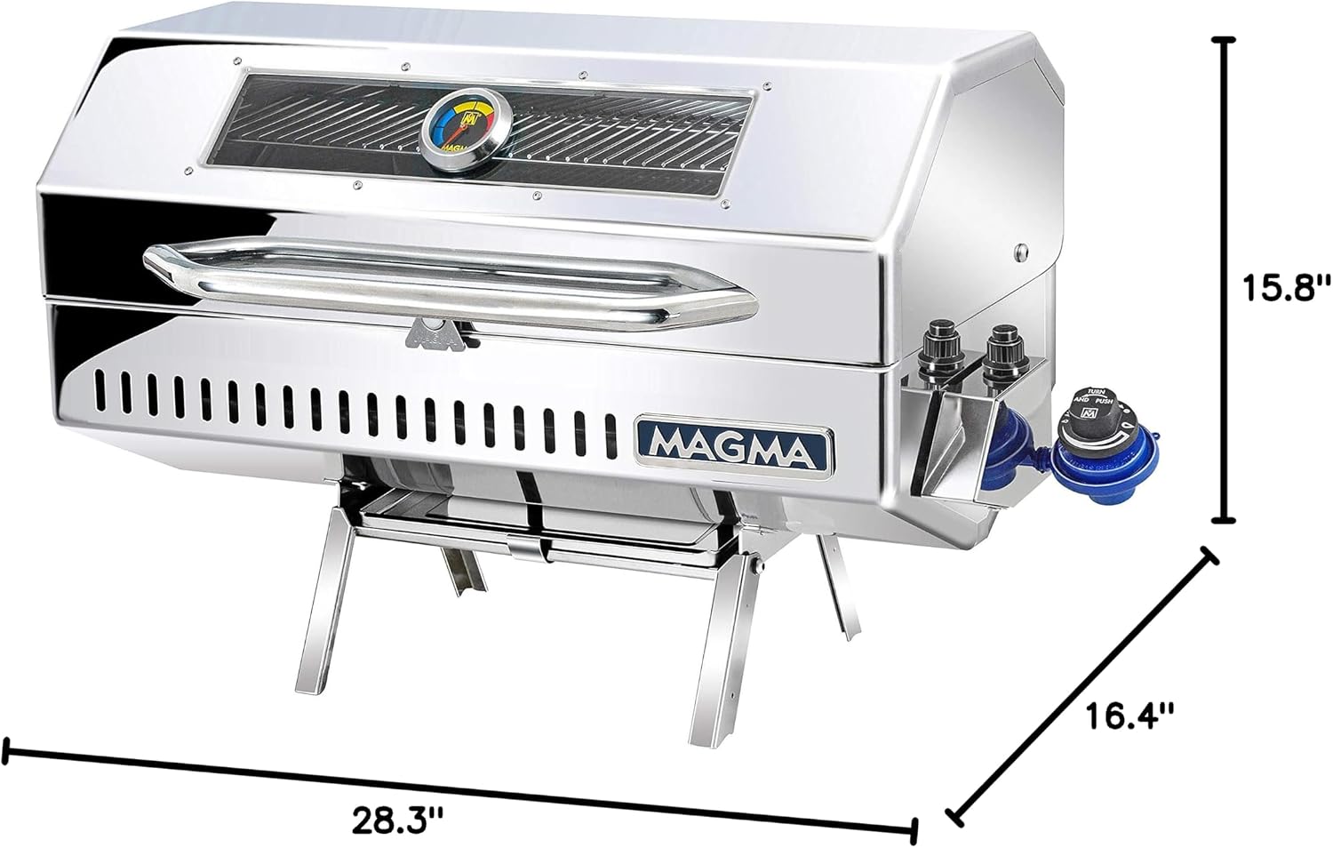 Magma A10-1225-2GS Monterey Infrared Gas Grill Large Gourmet Stainless Steel Boat BBQ Portable Marine Propane Grill for Even Cooking