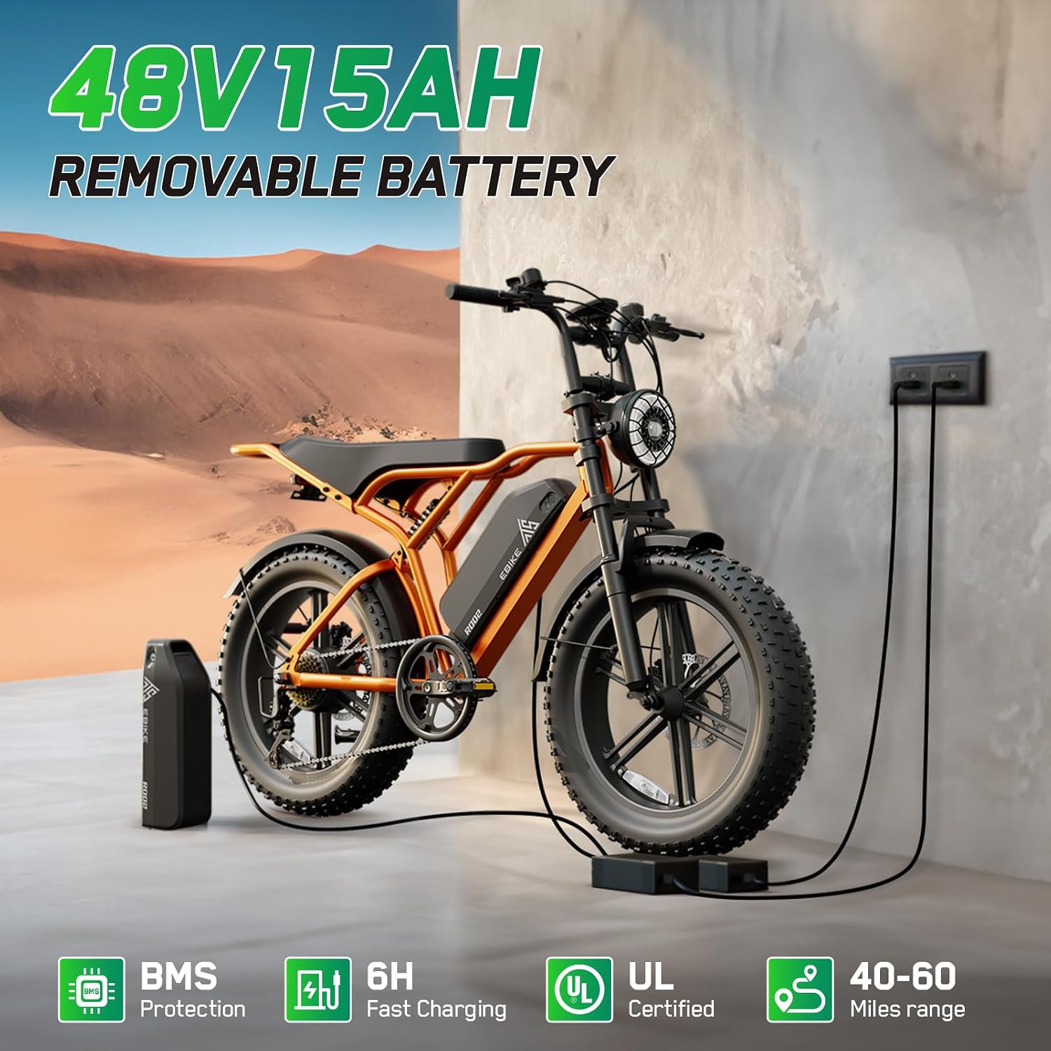 TST Electric Bike for Adults, 1500W Peak Motor 60/100 Miles Fat Tire Ebike with 48V 15Ah/25Ah Removable Battery 20' Fat Tire Electric Dirt Bike Full Suspension and 7-Speed