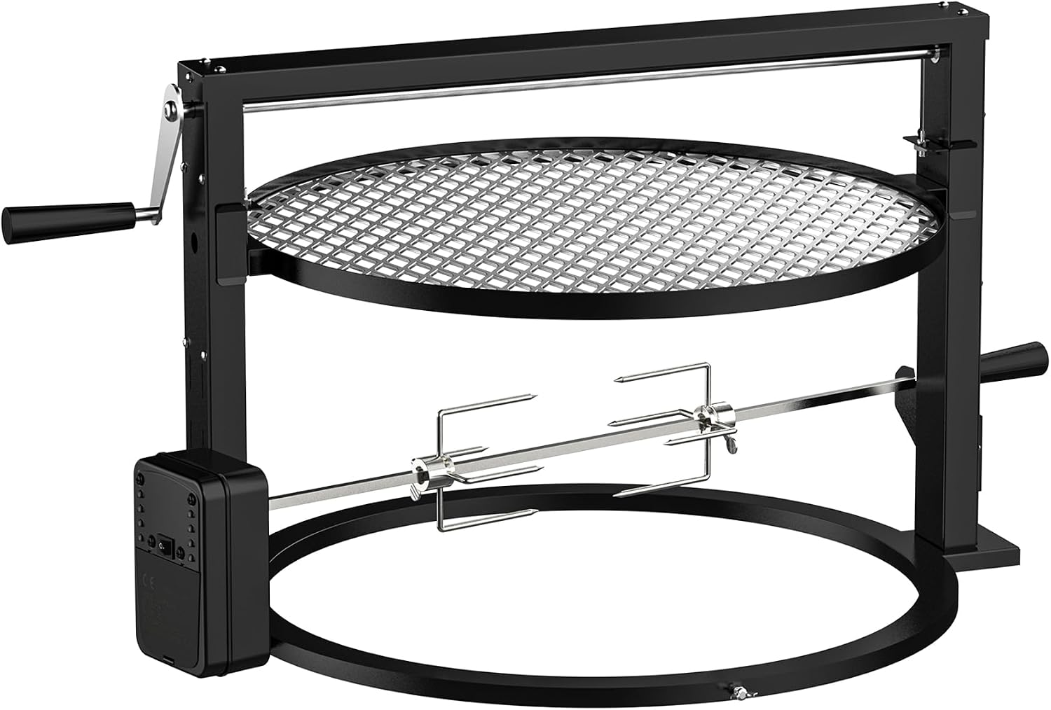 Skyflame Charkettle BBQ Grill Rotisserie System Kit with Adjustable Cooking Grate, Compatible with Weber 22-inch Kettle Grills