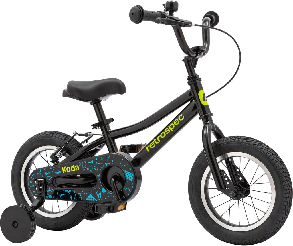 Retrospec Koda Plus Kids Bike for Boys & Girls Ages 2-3 Years - Children's Bicycle, Adjustable Seat & Handlebars, Removable Training Wheels, Front Hand Brakes, Rear Coaster Brake & Safety Bell