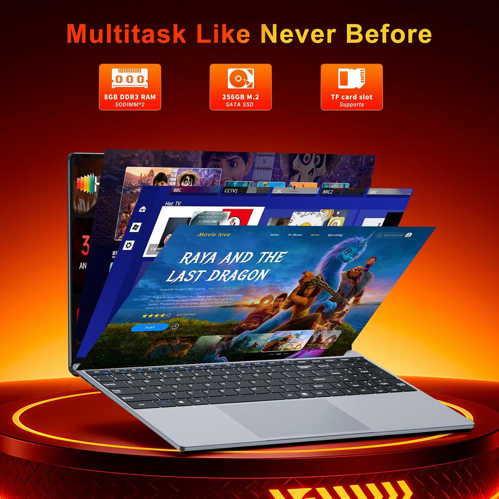 Laptop, 2026 Laptop Computer Core M3-6Y30 CPU, 8GB RAM 256GB SSD, Lap top with 180°Open, UHD Graphics, 15.6' IPS 1080P, WiFi 5, BT4.2, 5000mAh Battery, Win 11/Office Laptops for Student Work