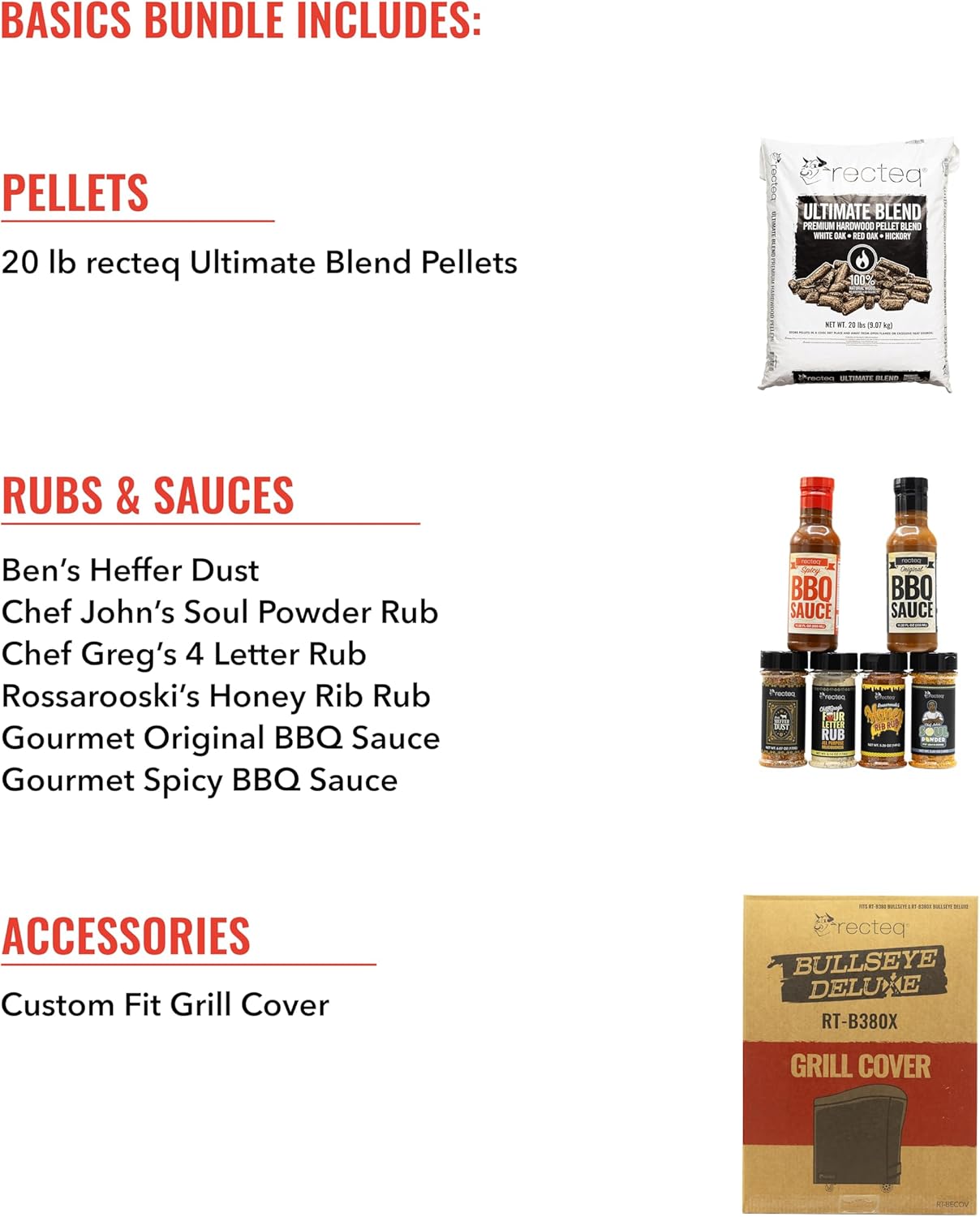 recteq Pellet Grill RT-B380 Bullseye + Grilling Basics Bundle, BBQ, Outdoor, and Electric Pellet Smoker Grill, Electric Smokers, Uses 100% Wood Pellets for Ribs, Brisket, Chicken, Sear, Smoke