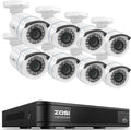 ZOSI 1080P HD Home Surveillance Camera System with AI Human Vehicle Detection, 5MP 8 Channel CCTV DVR Recorder (No HDD), 8 x 2.0MP 1920TVL Outdoor/Indoor Surveillance Bullet Cameras, Remote Access