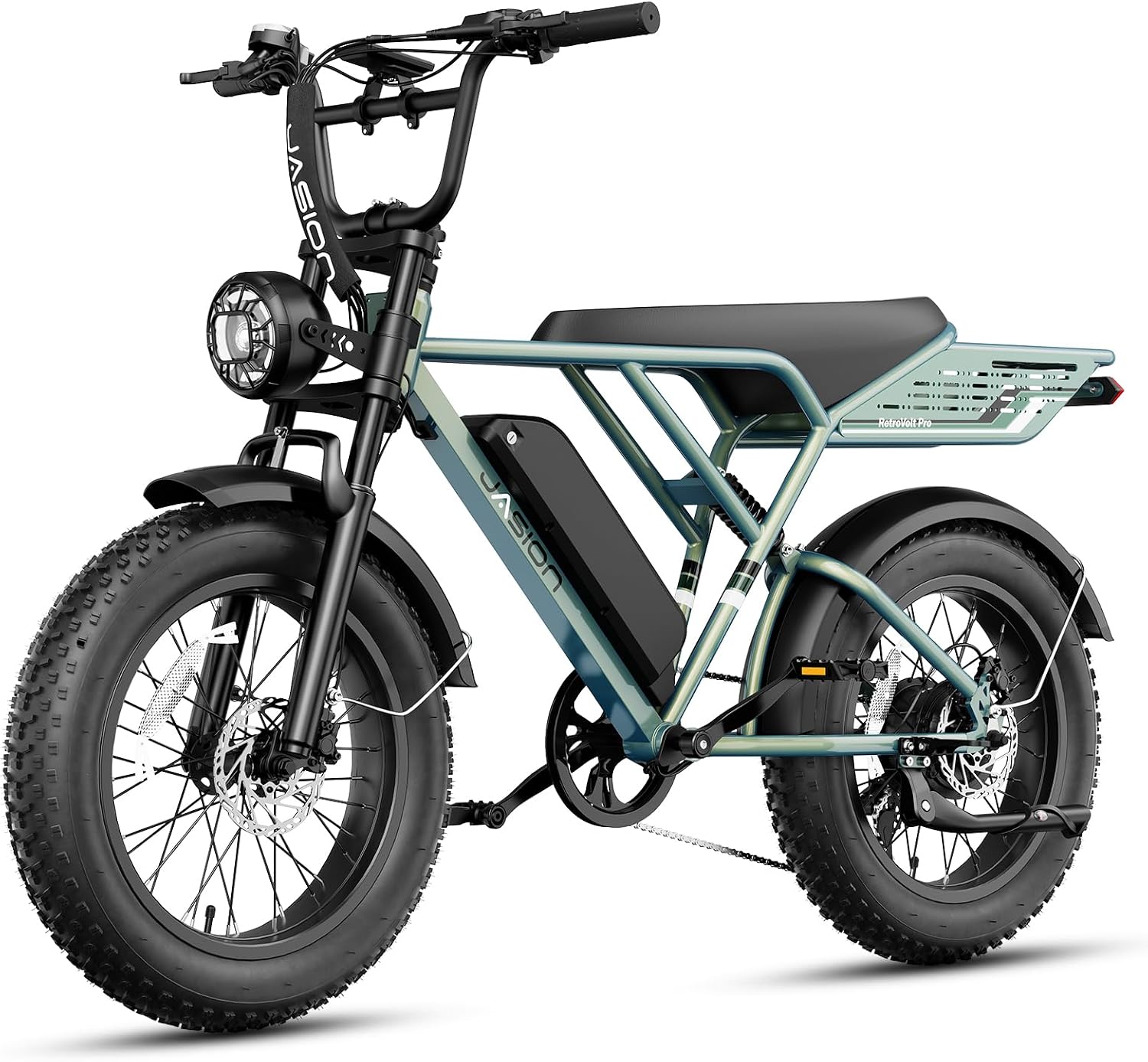 Jasion RetroVolt Pro Electric Bike for Adults, [3000W Peak Motor & 38 MPH & 90-Miles], 52V 20AH Removable Battery, Hydraulic Brakes EBike, 20'' X 4'' Fat Tire Electric Dirt Bike
