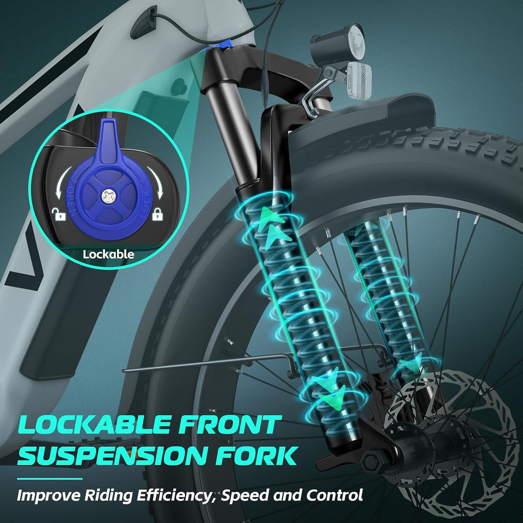 Vivi ACE01 Electric Bike for Adults,26' x 4.0 Fat Tire Ebike,750W Peak Motor Torque Sensor Electric Mountain Bike,20MPH Electric Bicycle with 48V 15AH Battery,Hydraulic Brake,SGS Certified to UL2849