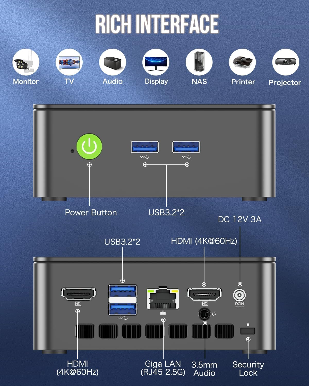 GMKtec Mini PC Intel Core i3-10110U Processor (Beats 4300U/N150) 8GB DDR4 256GB SSD i226-V RJ45 Ethernet Desktop Computer 4K Dual/ 4X USB3.2/ WiFi 6 BT5.2/ Nucbox G3 Pro