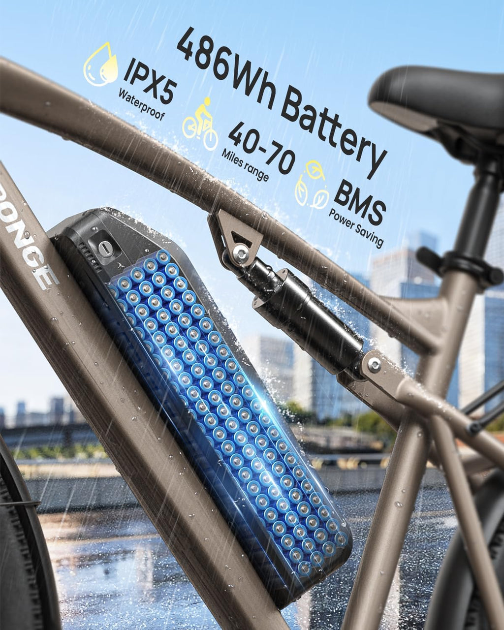QRONGE Electric Bike for Adults, Full Suspension Ebike, 1000W Peak Motor 486Wh Battery, 28MPH(PAS Mode) Mountain Electric Bicycles, 26'' Tire, 7 Speed, Up to 70 Miles, Zephyr