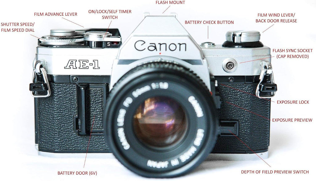 Vintage Canon AE-1 35mm SLR Camera with 50mm 1:1.8 Lens (Renewed)