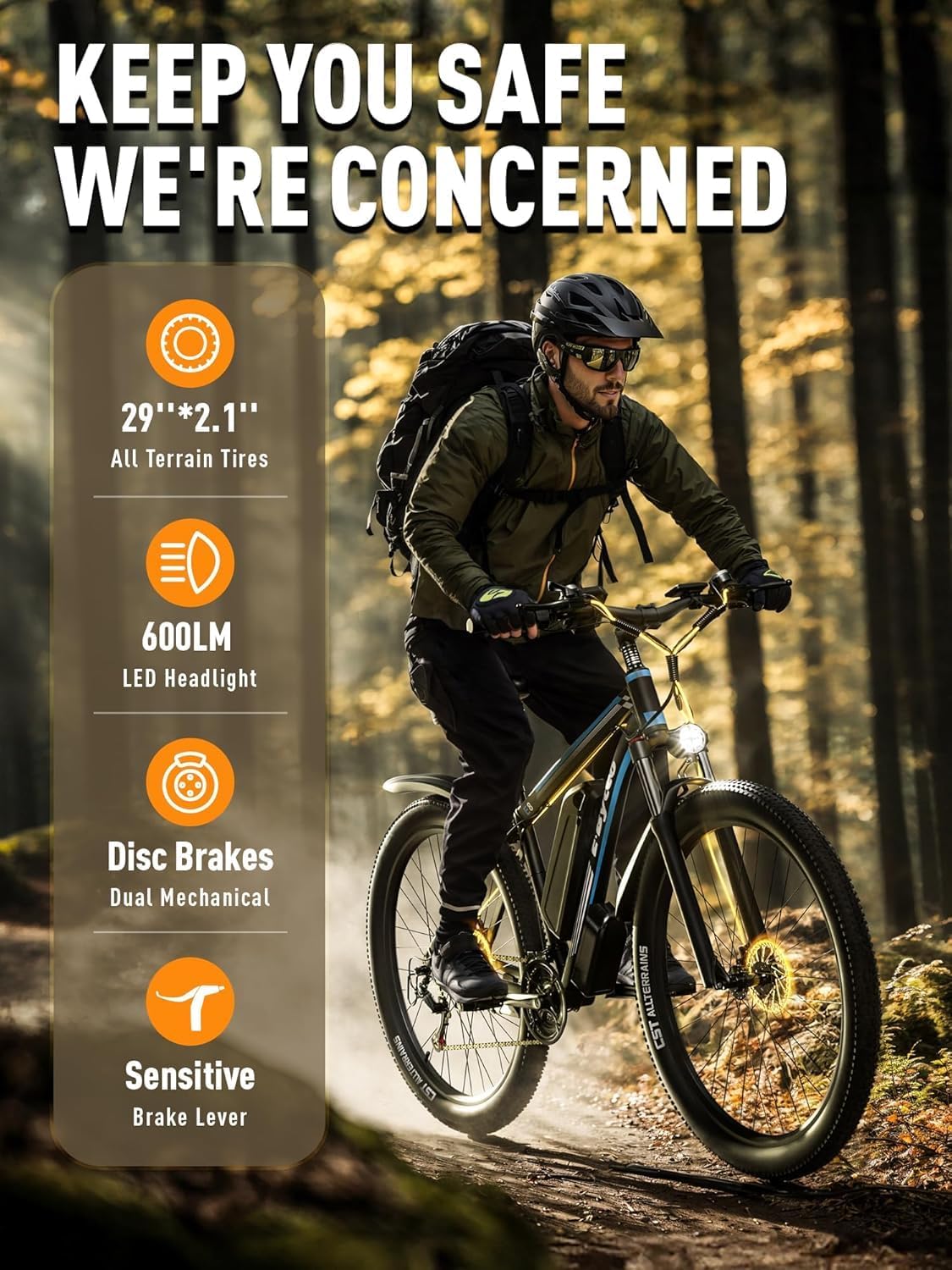 E·Bycco 29' Electric Bike for Adults, 48V 17.5AH, 1000W Peak Electric Mountain Bikes, 21-Speed Pedal Assist Ebikes, 34MPH 80 Miles Long Range Waterproof Commuter Electric Bicycle for Large Men