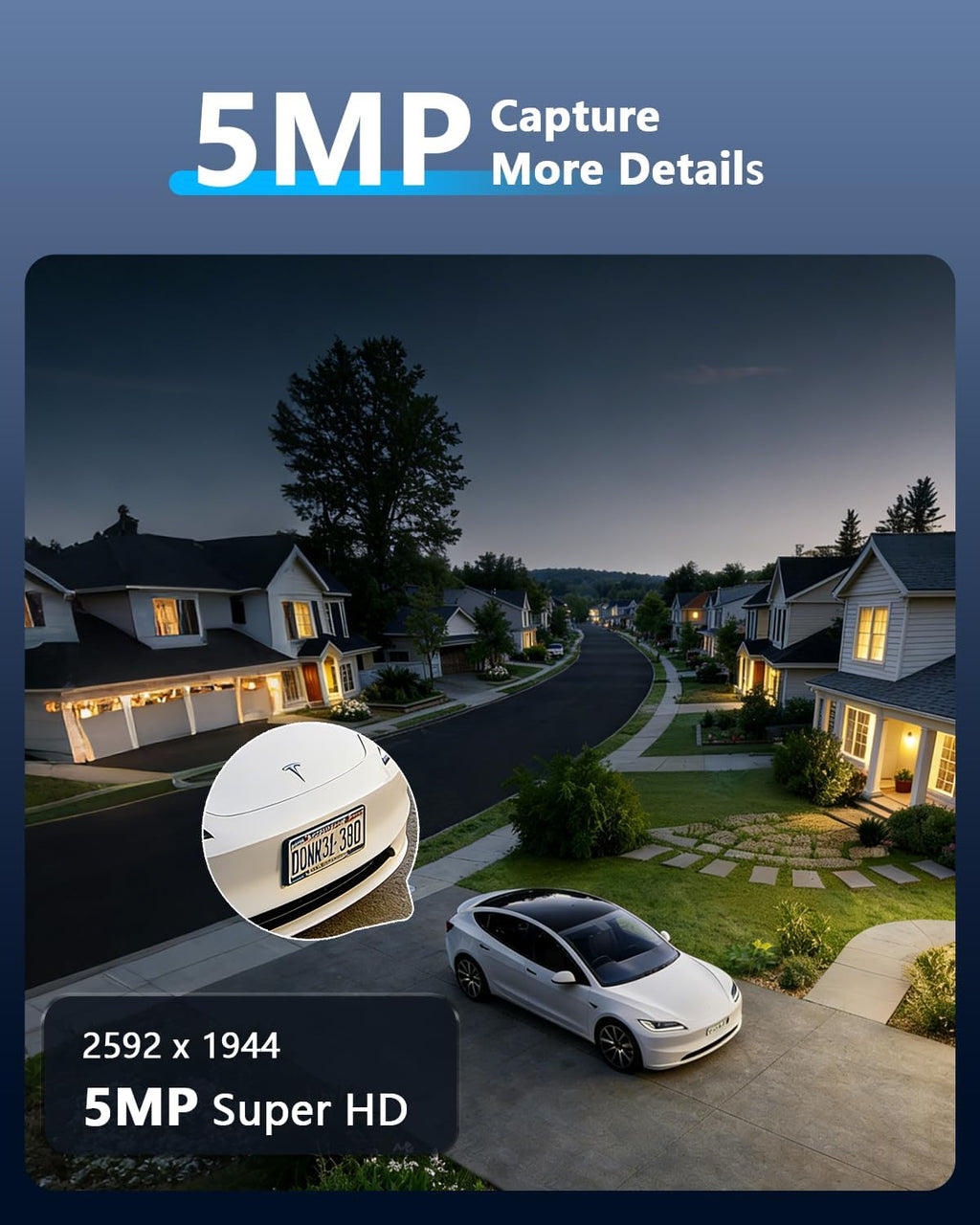 (90 Days Storage) 5MP Wired Security Camera System Outdoor, 8CH DVR with 3TB HDD, 4 x 122° Wide Angle Home Surveillance Cameras, Up to 90 Days Recording, IP67 Waterproof, Free App No Monthly Fee