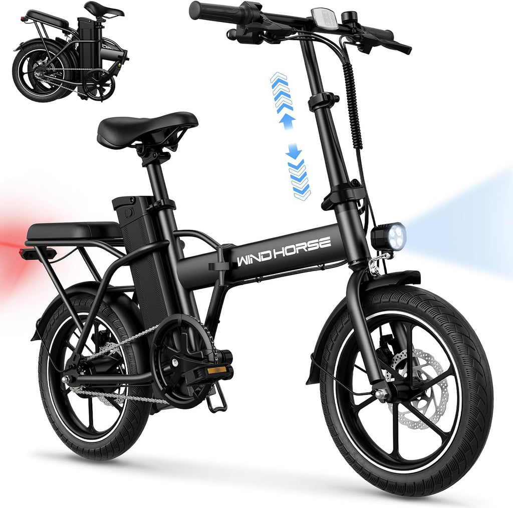 WINDHORSE 16'/ 20' Folding Electric Bike for Adults, 630W/ 983W Peak Electric Bicycle, 20MPH, 20-35/40-70 Miles Range, 288Wh/ 748.8Wh Removable Battery, UL Certified Commuter Ebike