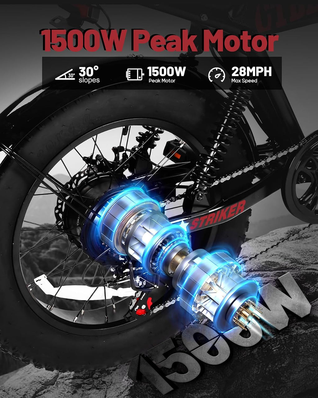 ACTBEST 16'/20'/26' Fat Tire Electric Bike for Adults/Teens, 1200W/1500W Peak Motor, 25MPH/28MPH & 55-75 Miles Long Range, Full Suspension All-Terrain eBike for Mountain,Snow,Sand