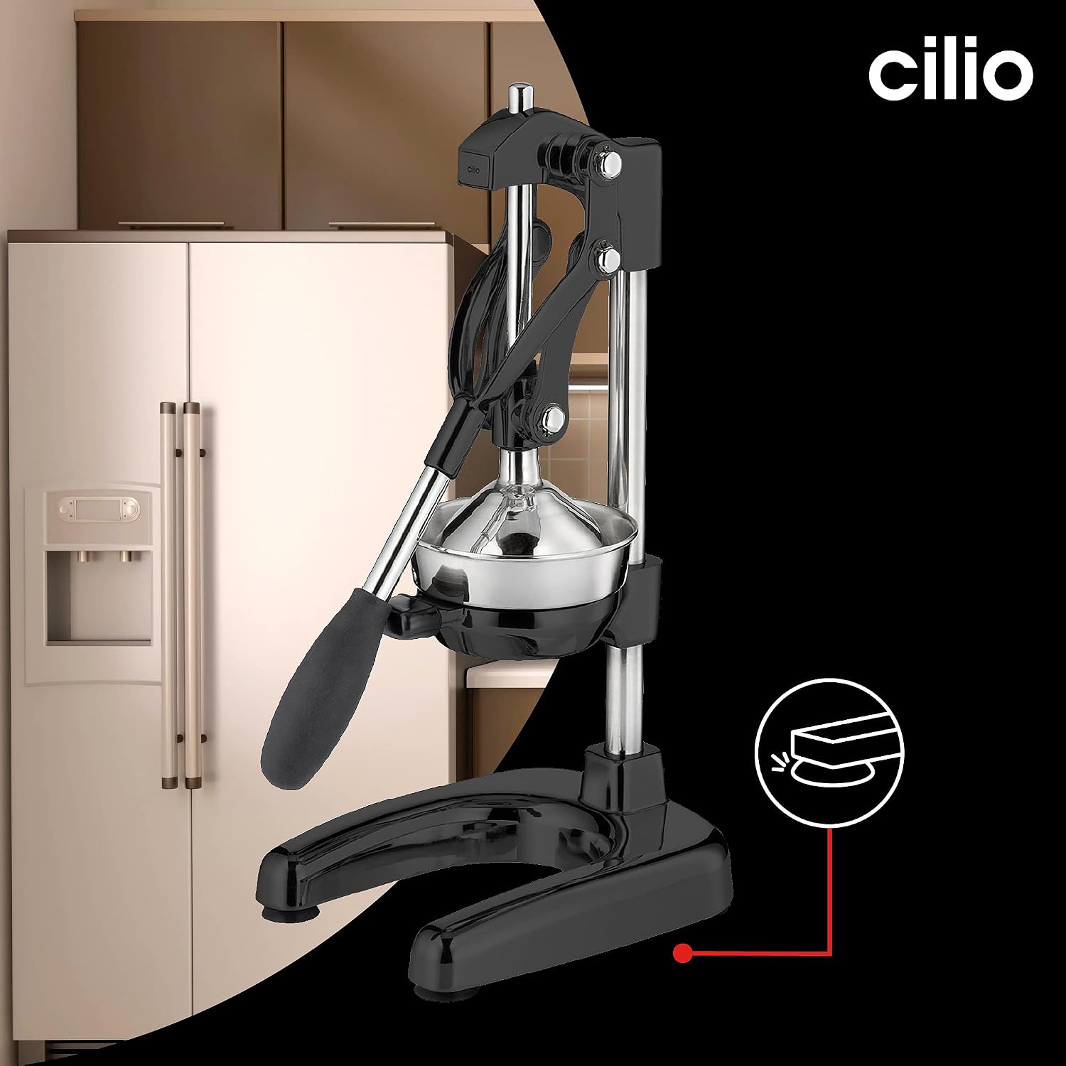 Cilio Commercial Grade Citrus Press Manual Juicer, Black