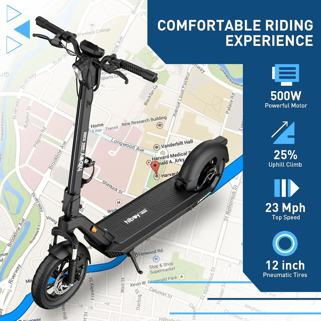 Hiboy S2 Pro/X300 Electric Scooter, 500W Motor, 10'/12' Tires, 25/38 Miles Range E Scooter, 19/23 Mph Folding Commuter Electric Scooter for Adults