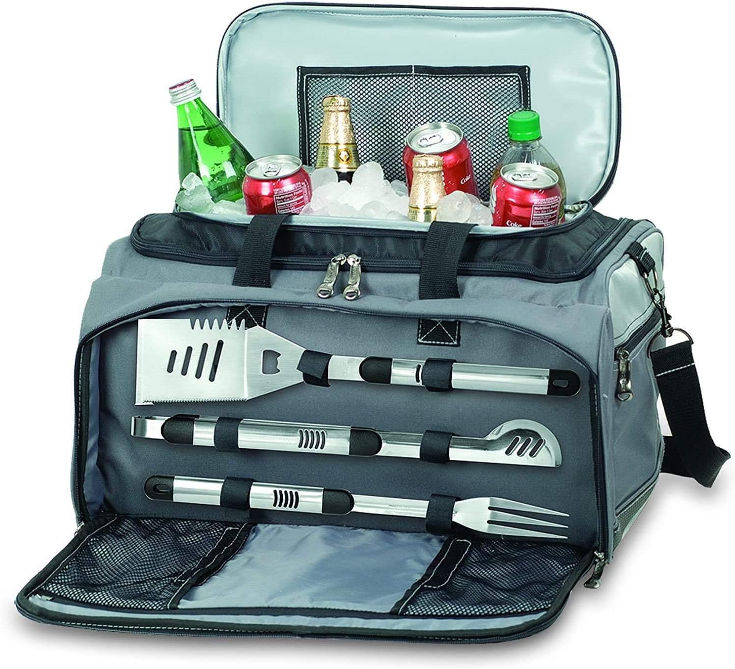 ONIVA - a Picnic Time brand Buccaneer Portable Charcoal Grill & Cooler Tote, (Black with Gray Accents)