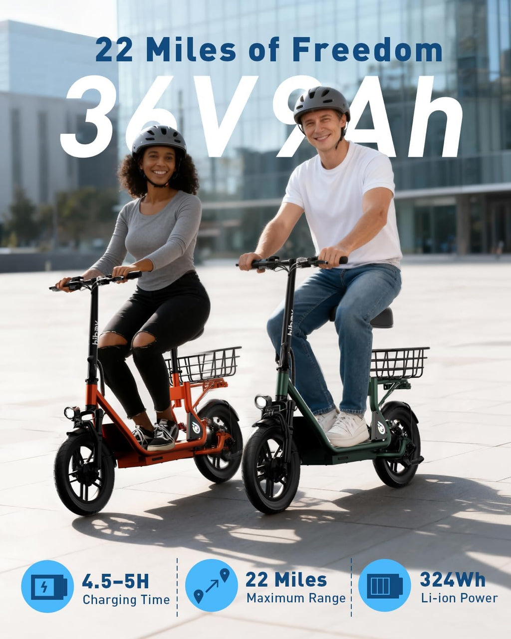 Hiboy Q2/U2 Adult Electric Scooter with Seat & Phone Holder – 500W Motor, 22mi Range, 14' Wheels, Dual Suspension, Neon Lights, Foldable for Commute, Flame