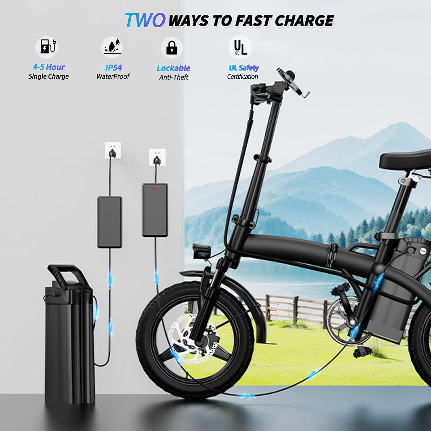 550W Electric Mountain Bike for Adults, 48V 12Ah EBike Climbs 25° Slopes, 23MPH Max Speed Fat Tire Electric Bicycle, 40 Miles Range, UL Certified Off-Road E-Bike