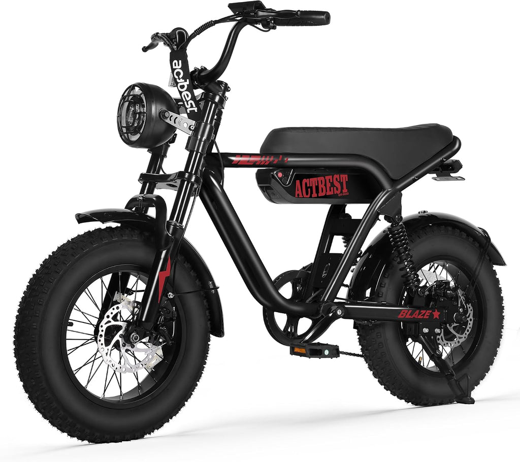 ACTBEST 16'/20'/26' Fat Tire Electric Bike for Adults/Teens, 1200W/1500W Peak Motor, 25MPH/28MPH & 55-75 Miles Long Range, Full Suspension All-Terrain eBike for Mountain,Snow,Sand