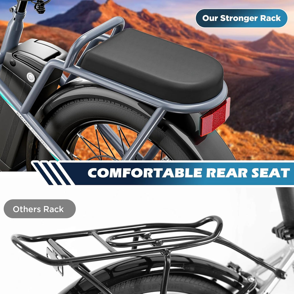 Caroma Peak 500W/800W/1200W Electric Scooter with Seat, 20' Fat Tire Electric Bike with 48V Removable Battery, Up to 30Miles & 20MPH, Adult Scooter for Commuting with Basket&Adjustable Seat