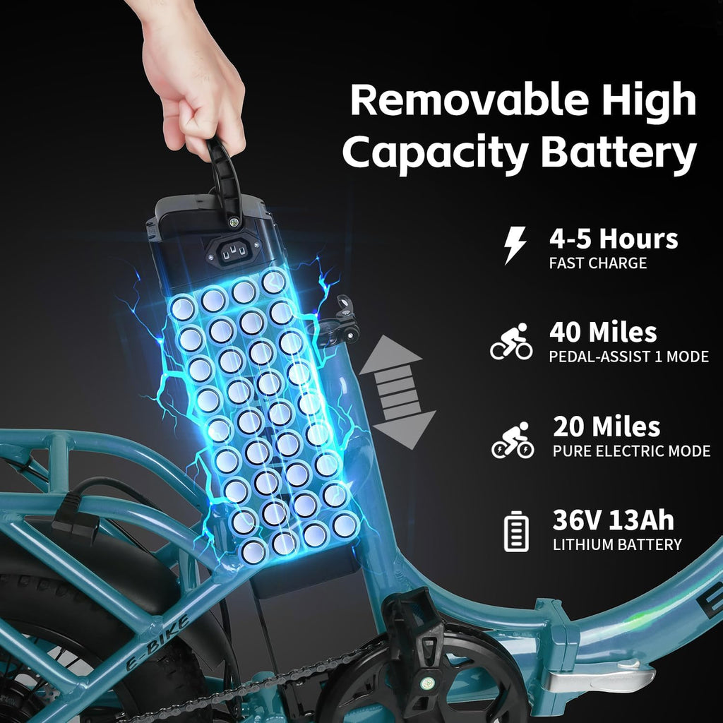 Electric Bike for Adults, 750W Long Range Foldable Ebike with One/Dual Removable Battery, 40-120 Mile/25-30MPH, 20'/16' Fat Tire Electric Bicycle