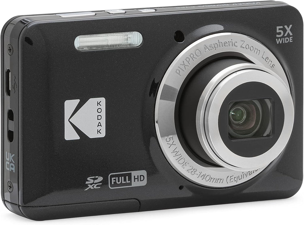 Kodak PIXPRO FZ55 Digital Camera (Black) + Point & Shoot Camera Case + Sandisk 128GB SDXC Memory Card