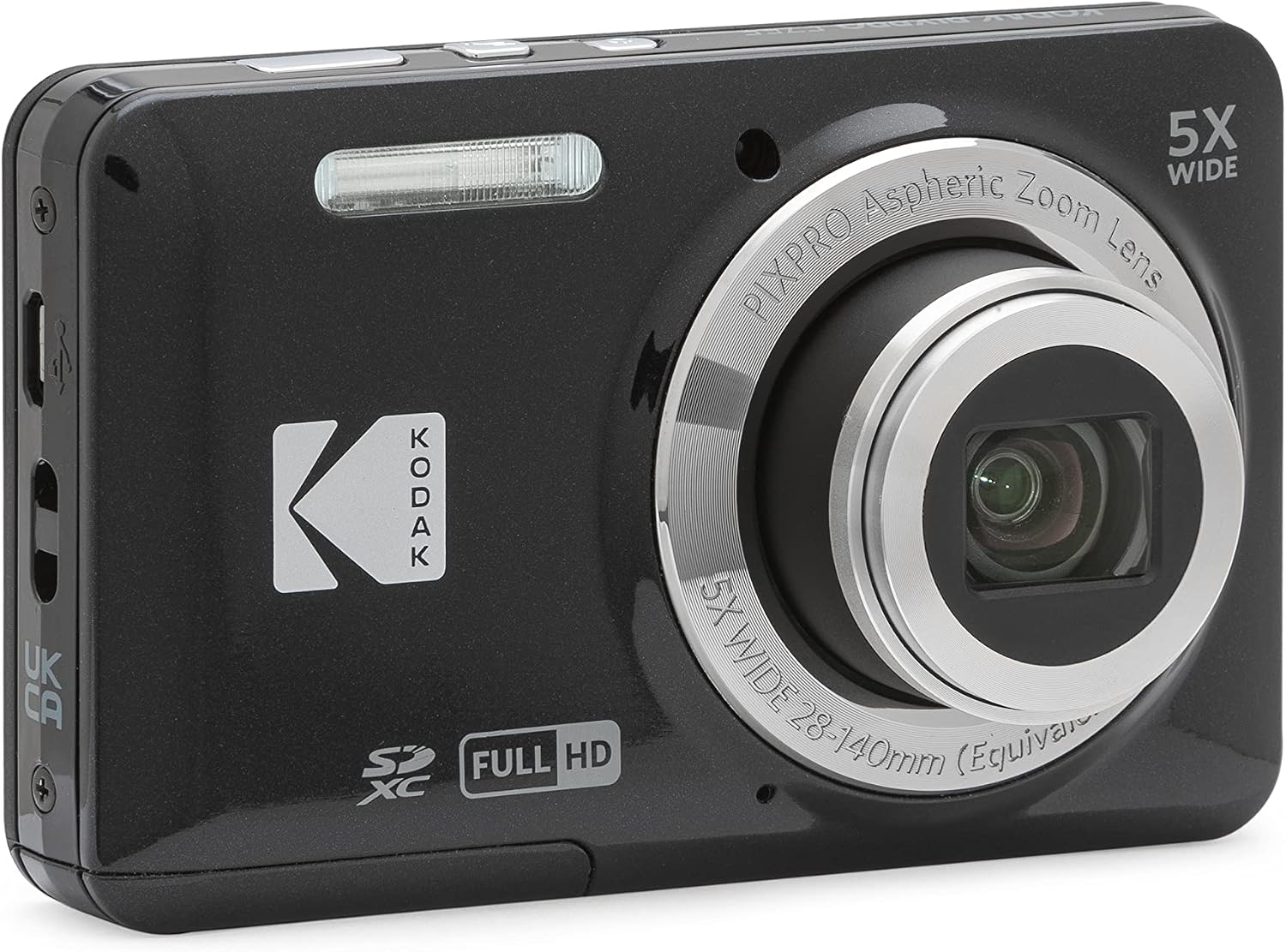 Kodak PIXPRO FZ55 Digital Camera (Black) + Point & Shoot Camera Case + Sandisk 128GB SDXC Memory Card