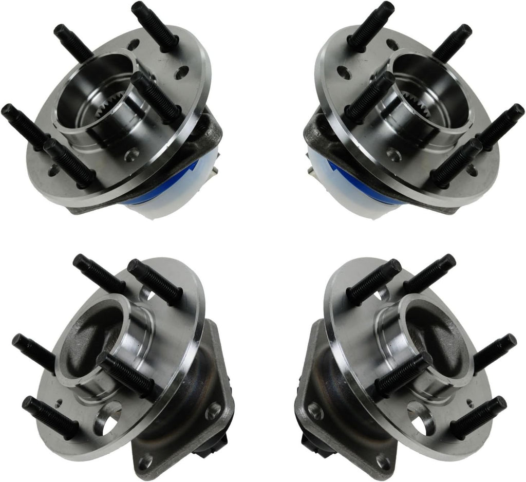 TRQ 2 Piece Front Rear Wheel Bearing & Hub Assembly Set Compatible with 2004-2005 Chevrolet Classic 2001-2003 Malibu 1999-2004 Oldsmobile Alero 1999-2005 Pontiac Grand Am
