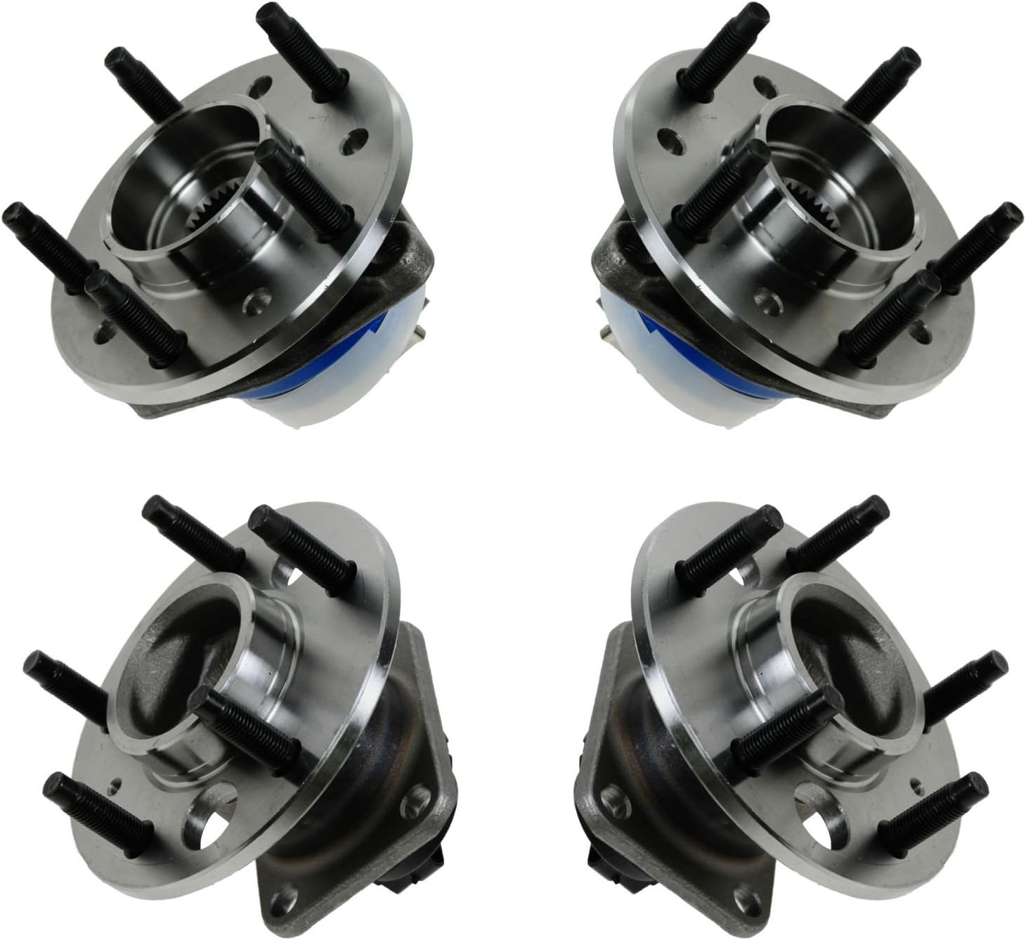 TRQ 2 Piece Front Rear Wheel Bearing & Hub Assembly Set Compatible with 2004-2005 Chevrolet Classic 2001-2003 Malibu 1999-2004 Oldsmobile Alero 1999-2005 Pontiac Grand Am