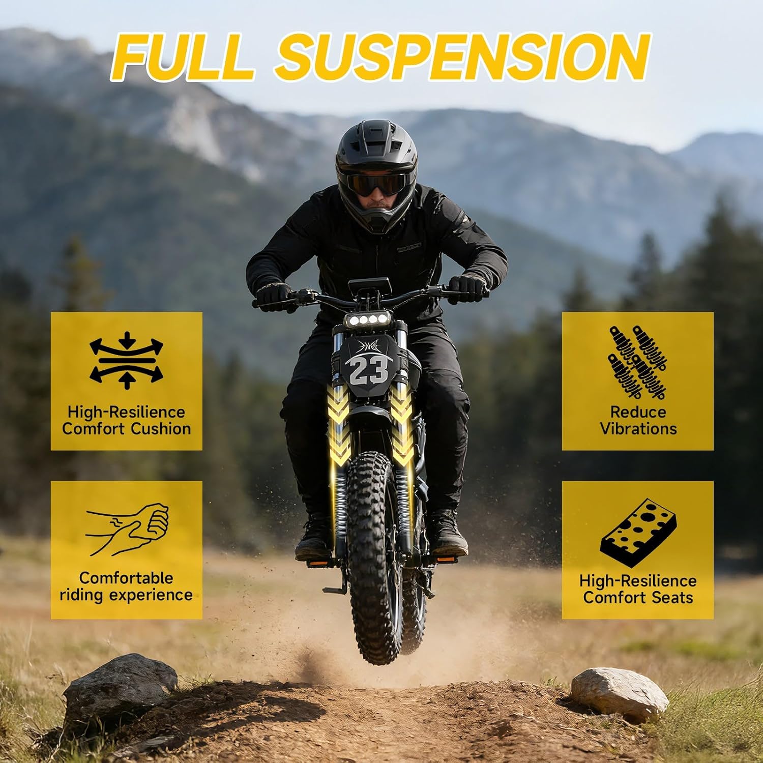HiKeep Electric Dirt Bike for Adults - Peak 1500W/3000W Electric Bikes, 28-35MPH, 48V/52V 15.6Ah/25Ah/40Ah, 70-120 Mile(PAS Mode), 16/20 Inch All-Terrain Fat Tire Electric Motorcycle