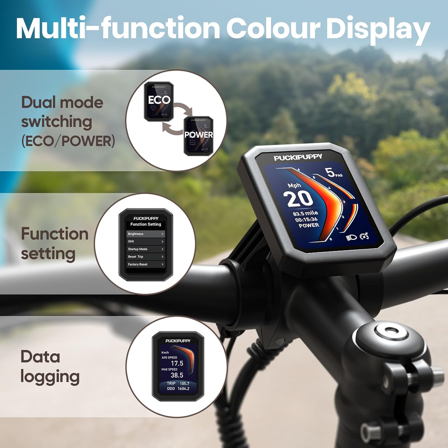 PUCKIPUPPY Electric Bike for Adults 960W, 26' Fat Tire, Step-Through Design Electric Mountain Hunting Bike, 48V 15AH Max 28MPH Off-Road Ebike with Rear Storage Shelf