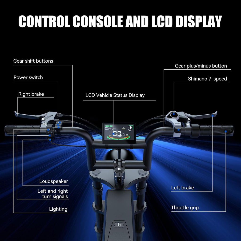 Electric Bike for Adults,48V 20AH - Peak Power 1500/3000W Brushless Motor Electric Bicycle - Max Speed 31-35MPH - Max 80 Miles Range - 20' x 4.0' Fat Tire Dirt E-Bike,7-Speed - UL 2849