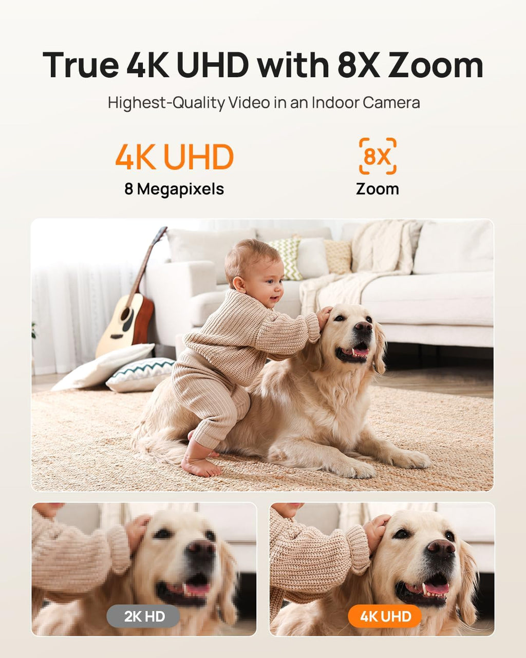 Anona 4K UHD Indoor Camera, Pet/Dog/Baby Security Camera with Phone App, 360°Pan-Tilt, 2.4G/5G Dual-Band Wi-Fi 6, Auto-Tracking, Person/Pet/Baby Crying Detection, Privacy Mode, Two-Way Audio, 4 Pack