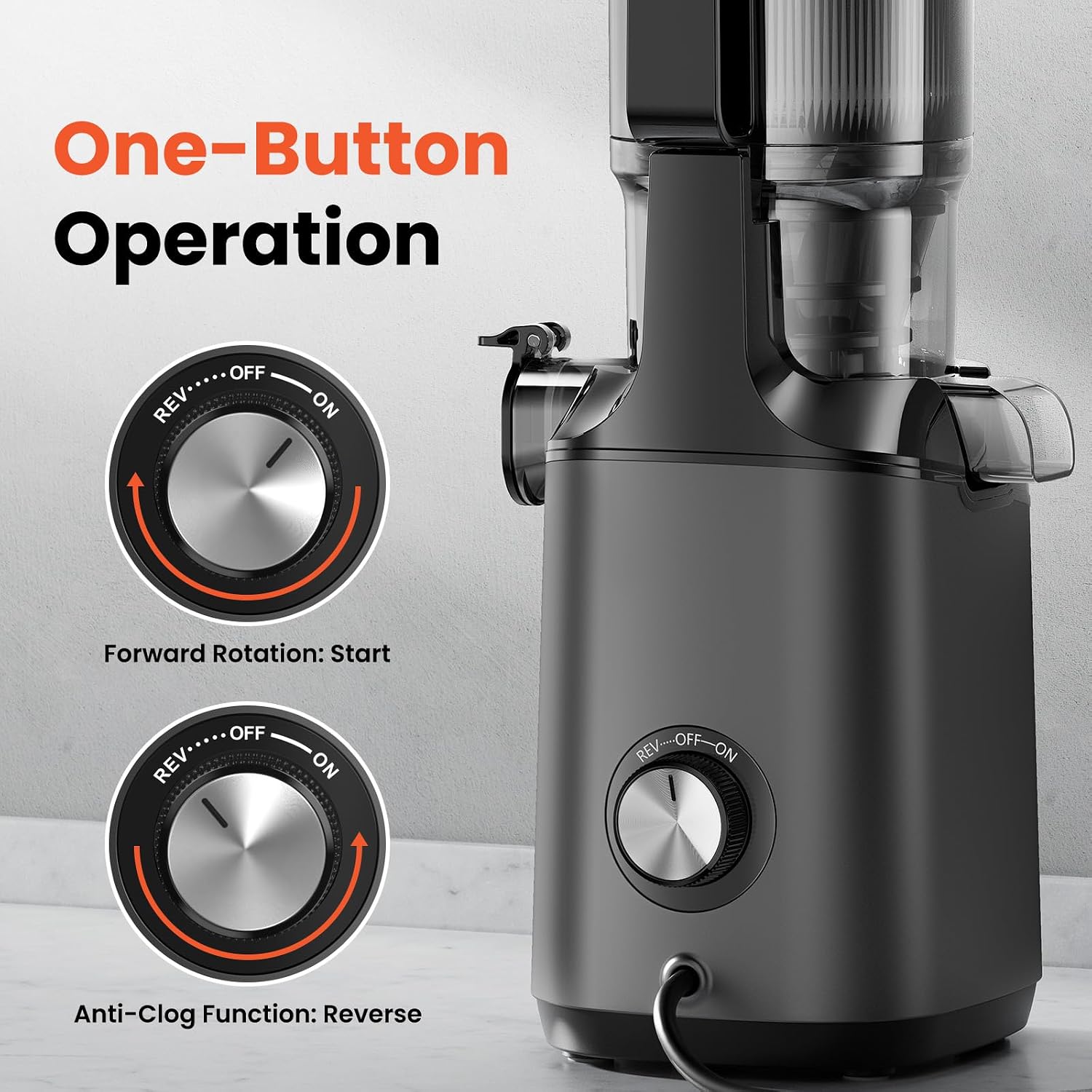 Cold Press Juicer, JoyBear Slow Masticating Machines with 5.3' Extra Large Feed Chute Fit Whole Fruits Vegetables Easy Clean Self Feeding Effortless for Batch Juicing, High Juice Yield, BPA Free 200W