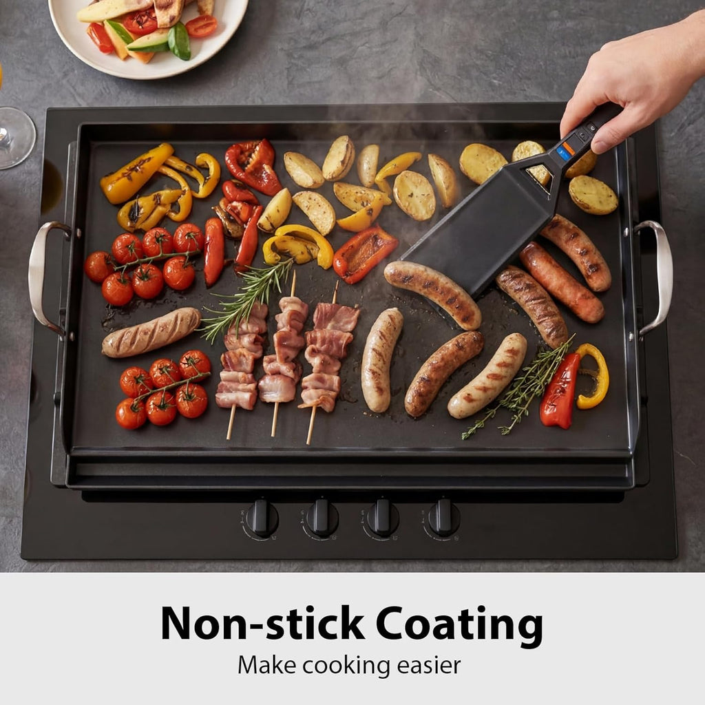 Utheer Griddle Kit, 25' x 16' Nano-Ceramic Nonstick Flat Top Griddle with 5-Piece Scratch-Free Silicone Tools, Universal Grill Griddle for Gas & Charcoal Grills, BBQ, Camping and Parties