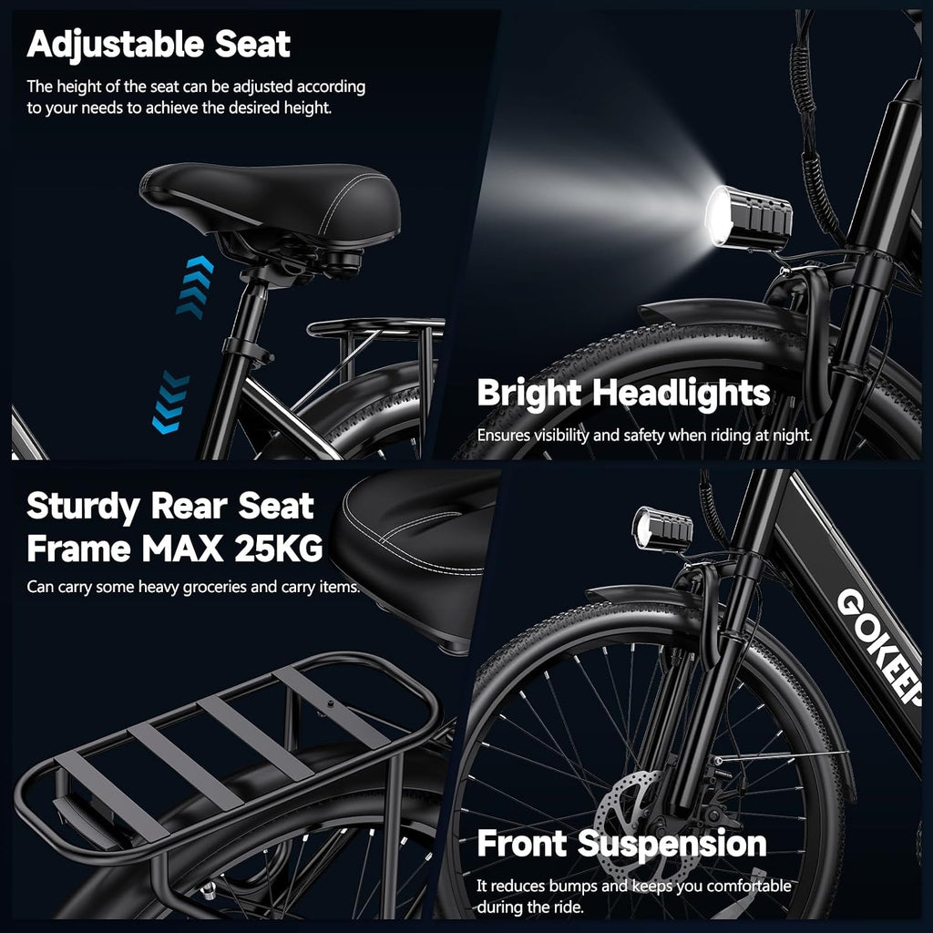 Electric Bike for Adults,1000W Peak Power,Up to 75 Miles 28MPH,26' Electric Mountain Bike with 499Wh Removable Battery,7-Speed,Adjustable Stem and Front Fork Suspension