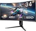 KTC 34 Inch Ultrawide Monitor, 180Hz WQHD 3440X1440 Curved Gaming Monitor, 1500R PC Monitor, HDR, FreeSync & G-Sync, HDMI, DisplayPort, VESA, Tilt Swivel Height Pivot Adjustment, H34S18S