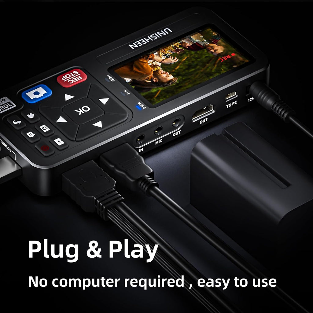 4K Capture Box-1080P 60FPS Video to Digital Converter 4K HDMI/CVBS/VGA/YPBPR Inputs Video Recorder Capture from VCR, DVD, VHS Tapes, Hi8, Camcorders, Gaming Systems