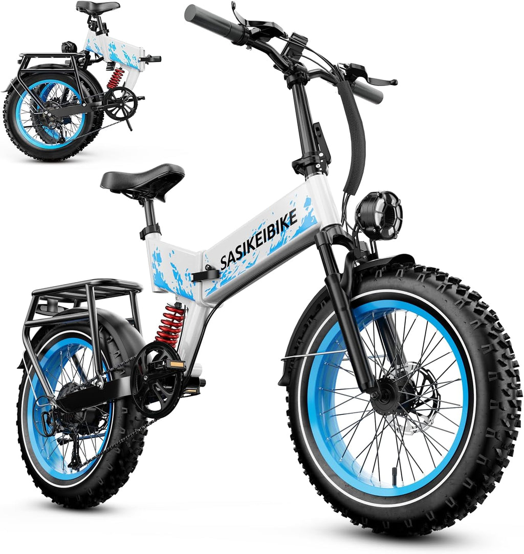 vefreedom 1500W Folding Electric Bike for Adults, 52V 20AH Large Removable Battery E Bike,70 Miles Max Range, 20' x4.0 Fat Tire Ebike, Dual Suspension Commute Electric Mountain Bicycle