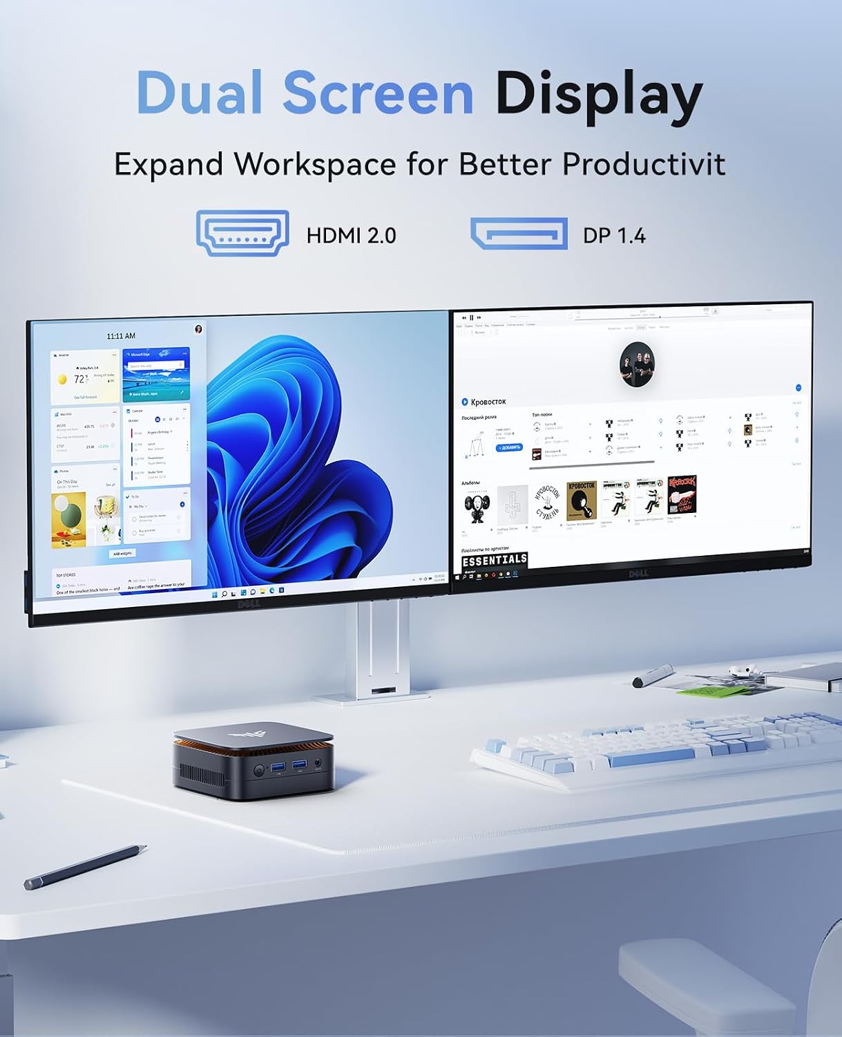 KAMRUI Essenx E1 N97 Mini PC, Dual 4K HDMI, 16GB RAM 256GB SSD, High-Speed Gigabit Ethernet Wi-Fi Bluetooth Ultra Silent
