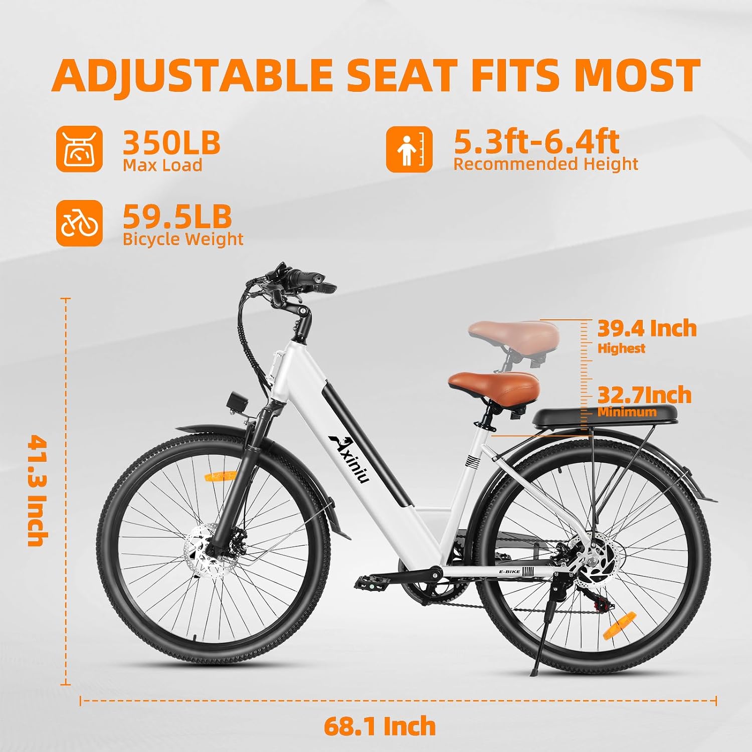 Electric Bike for Adults, 26 Inch Step Through Electric Bike, 36V 13Ah UL Removable Battery Up to 50Miles Peak 1000W, 22Mph Commuter Women Ebike Bicycles Beach Snow