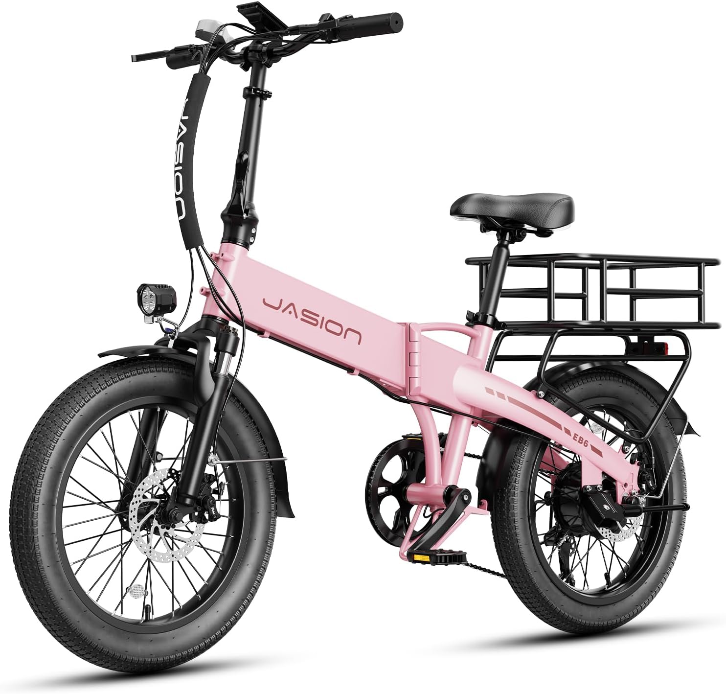 Jasion EB6 Foldable Electric Bike for Adults,【1200W Peak Motor, 25 MPH, 50 Miles Range】 20' Fat Tire Ebike with 48V Built-in Battery, Lightweight Aluminum Frame E Bike for Commuting, Off-Road, Travel