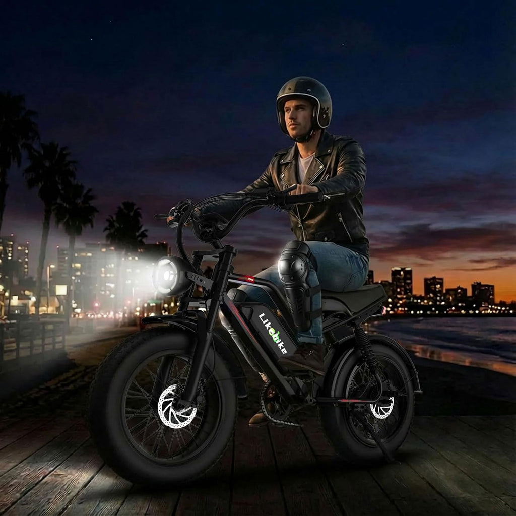 Likebike Electric Bike for Adults 1500W/2000W/3000W Peak,32/36/47MPH 20' Fat Tire Ebike, 48V 20AH/23AH/33Ah Removable Battery 7-Speed Full Suspension Mountain Bike Off Road Hydraulic Disc Brake