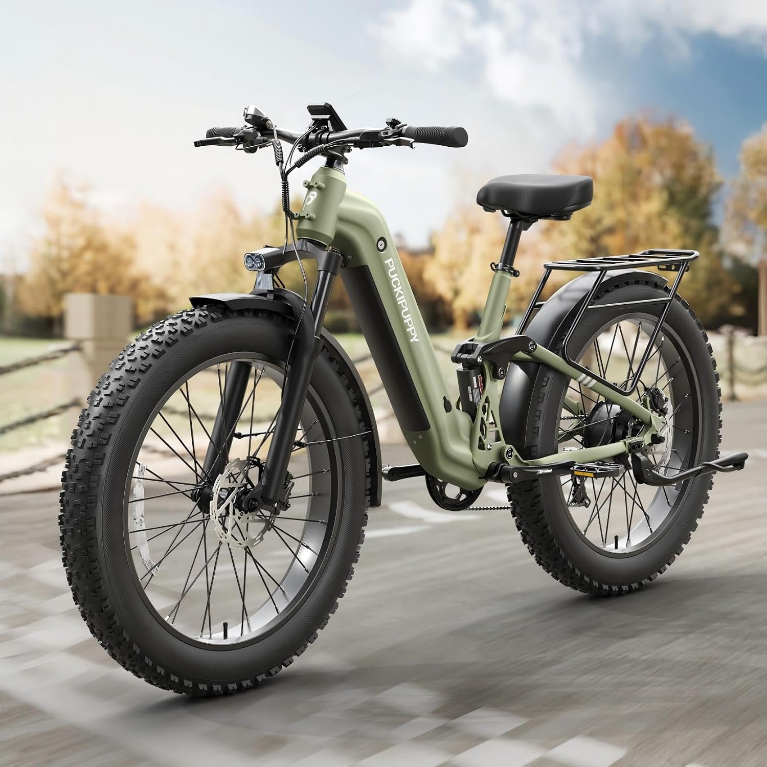 Ebike+A Luxury Accessory Pack, Electric Bike for Adults 960W, 48V 20AH Battery Adult Electric Bicycles, 26' Fat Tire Full Suspension Step-Thru Ebike, 28MPH Mountain Ebike, 7 Speed, 80Miles Range